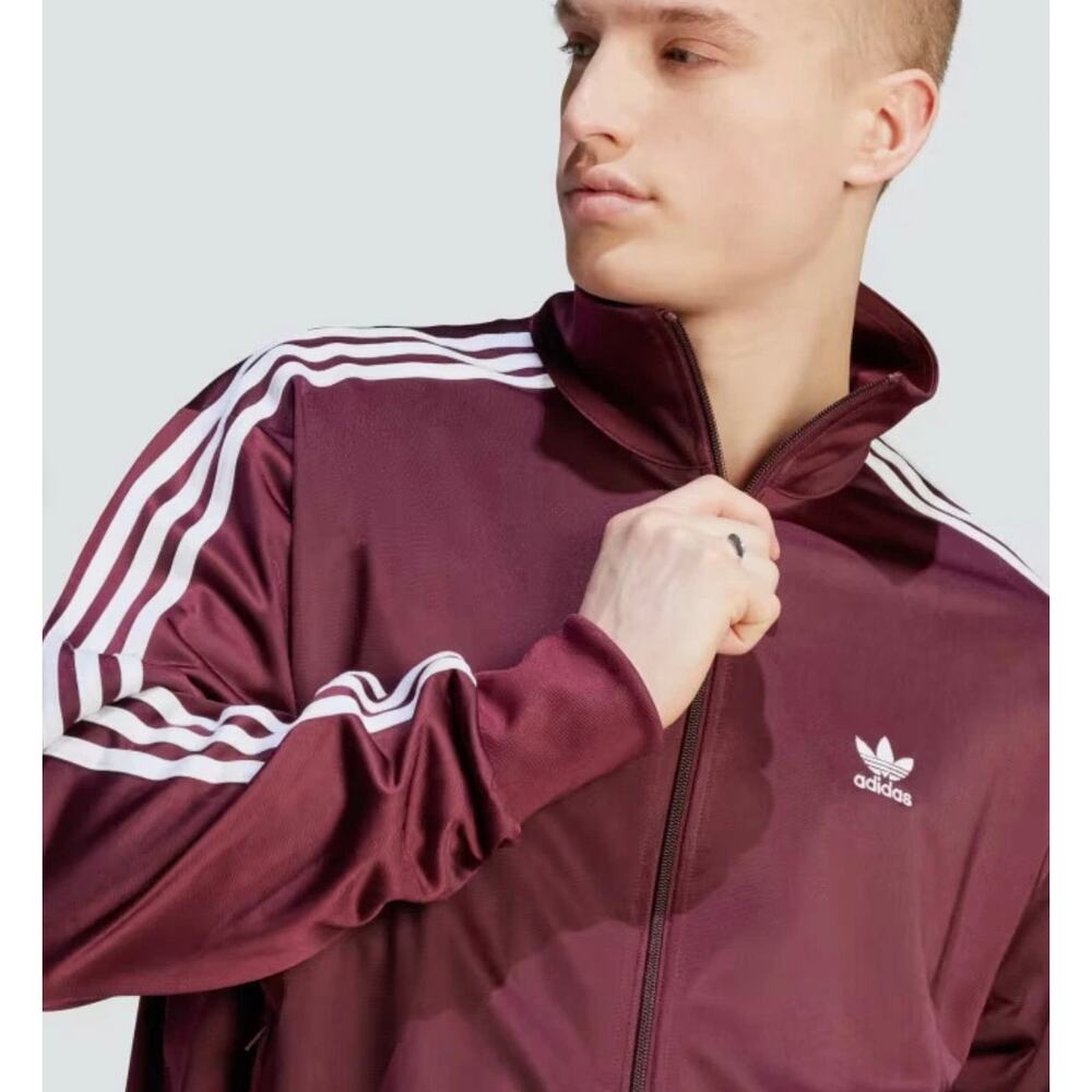 Adidas Firebird Track Jacket Burgundy White Stripes Zip Up NWT Large - Picture 5 of 5